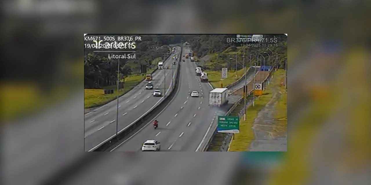 Motorista evita acidente ao acessar área de escape na BR-376 em Guaratuba; video!