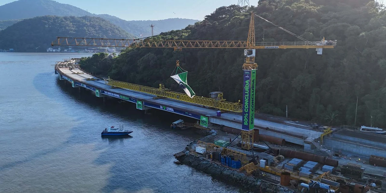 Ponte de Guaratuba alcança 50% de conclusão