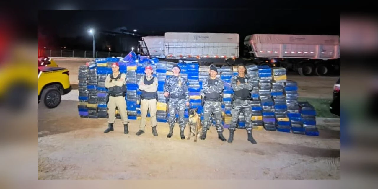 Com ajuda do cão Bolt, PM apreende 4,5 toneladas de drogas em Pirai do Sul 