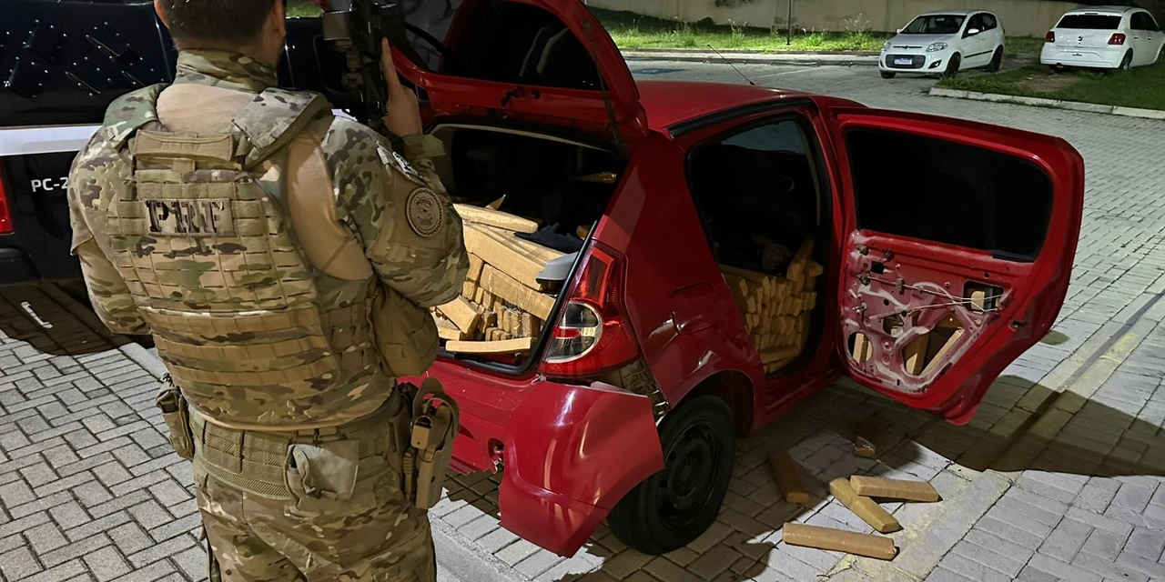 PRF apreende mais de 600 quilos de maconha na BR-476, em Araucária (PR)