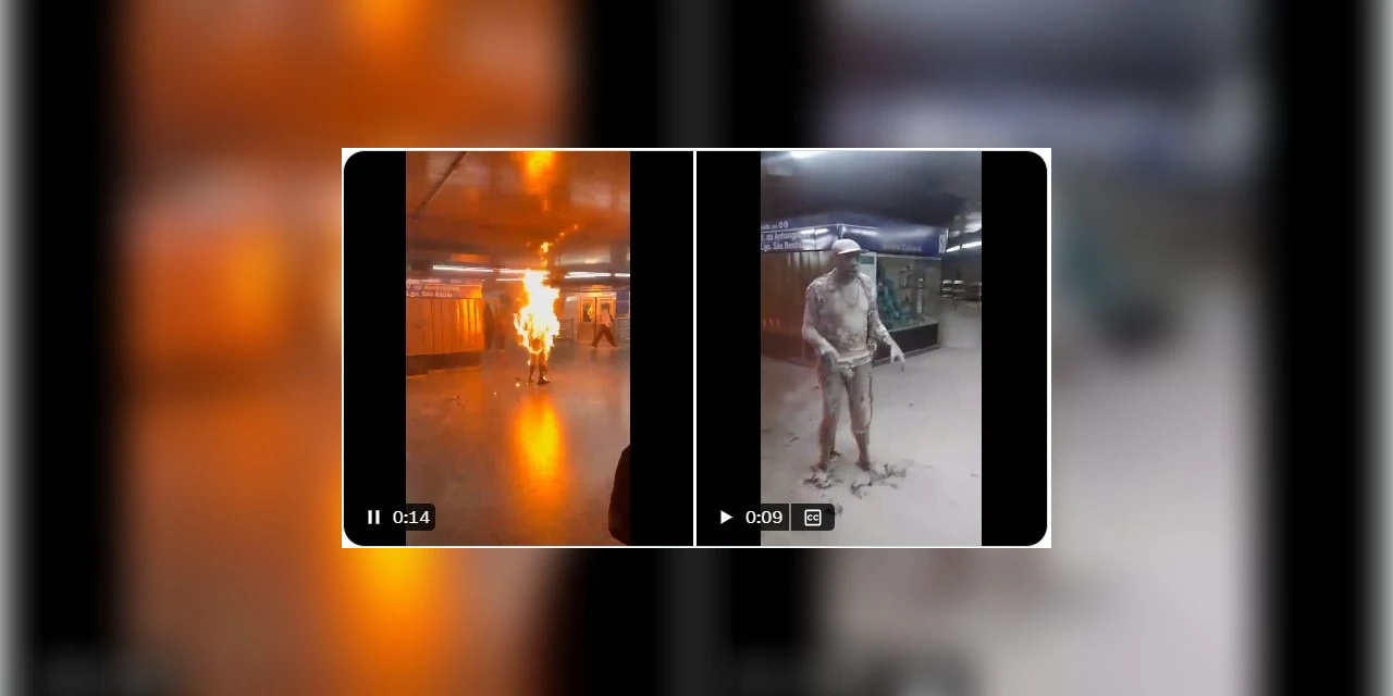 Cenas Fortes! : Homem ateia fogo no próprio corpo e causa pânico na estação São Bento do Metrô em SP 