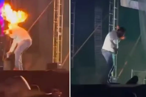 VIDEO: cantor sertanejo sofre queimaduras no rosto após ser atingido por fogo durante show