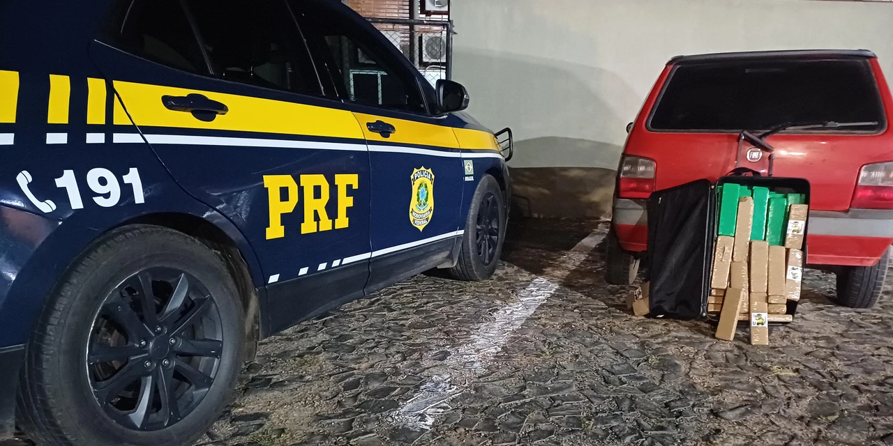 PRF apreende mais de 34 Kg de maconha dentro de Fiat Uno, em PG