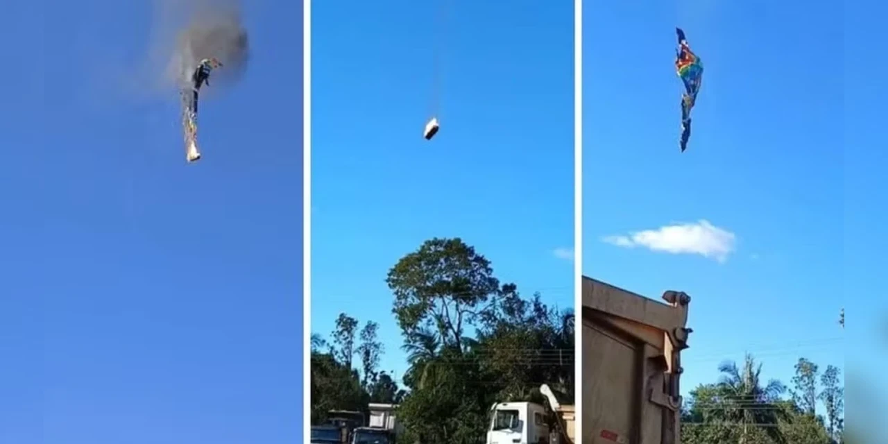 Balão pega fogo durante passeio e cai em Praia Grande (SC); Bombeiros confirmam mortos e feridos