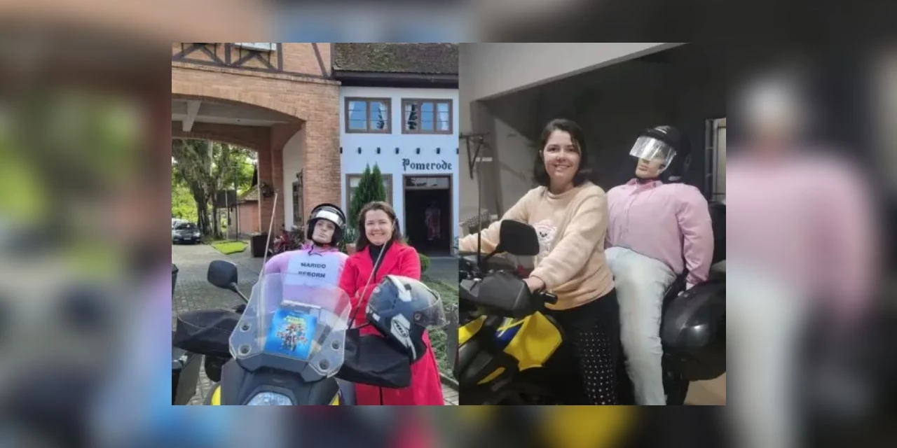 Mulher percorre mais de 2 mil km com 'marido reborn' na garupa de moto