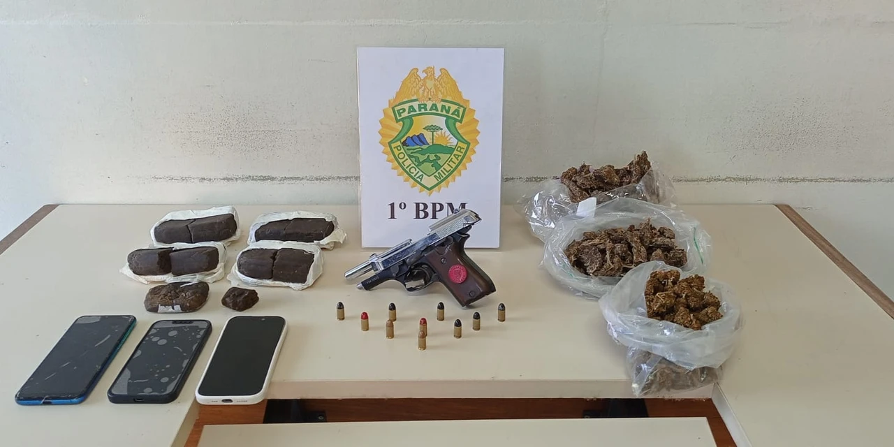 Policia Militar apreende arma de fogo e drogas em bairro de PG 