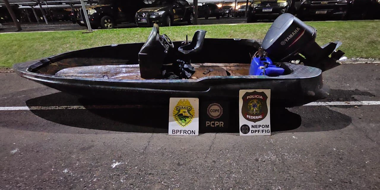 Forças de segurança apreendem 1,3 tonelada de maconha em lancha vinda do Paraguai