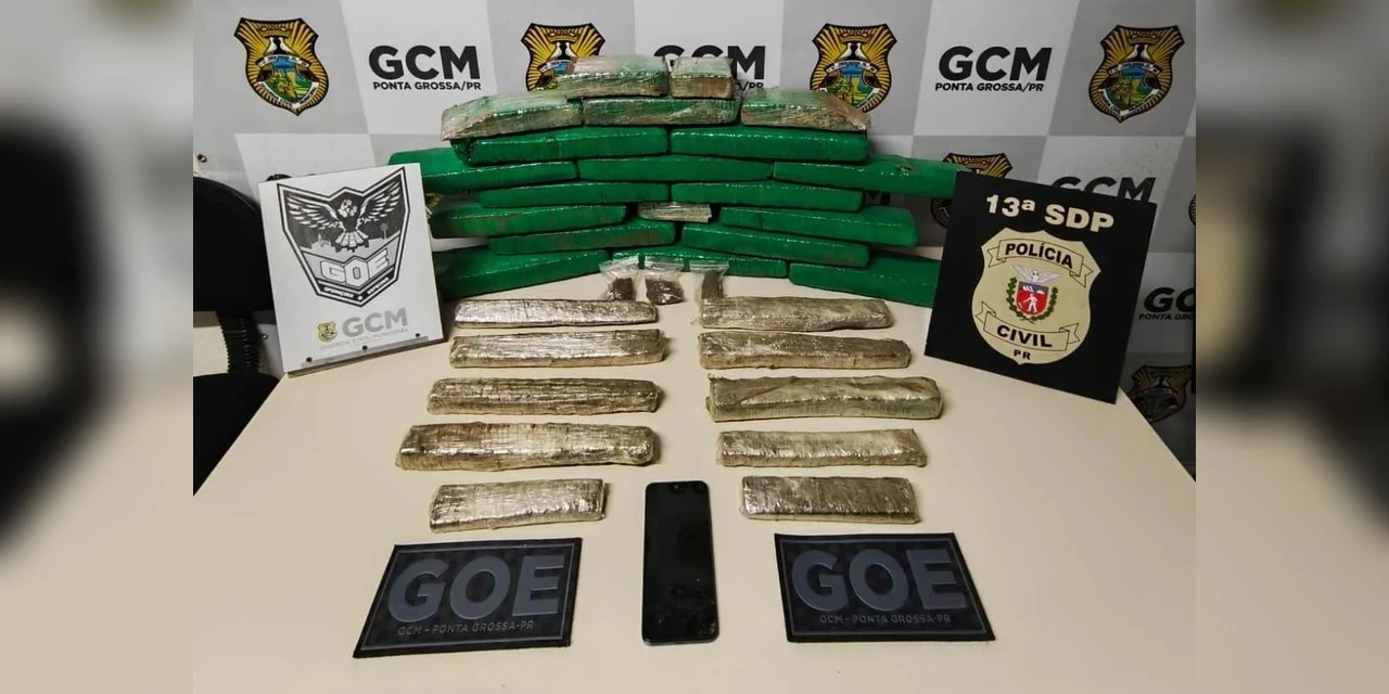 GCM e PCPR apreendem 20 kg de maconha no bairro Uvaranas, em PG 