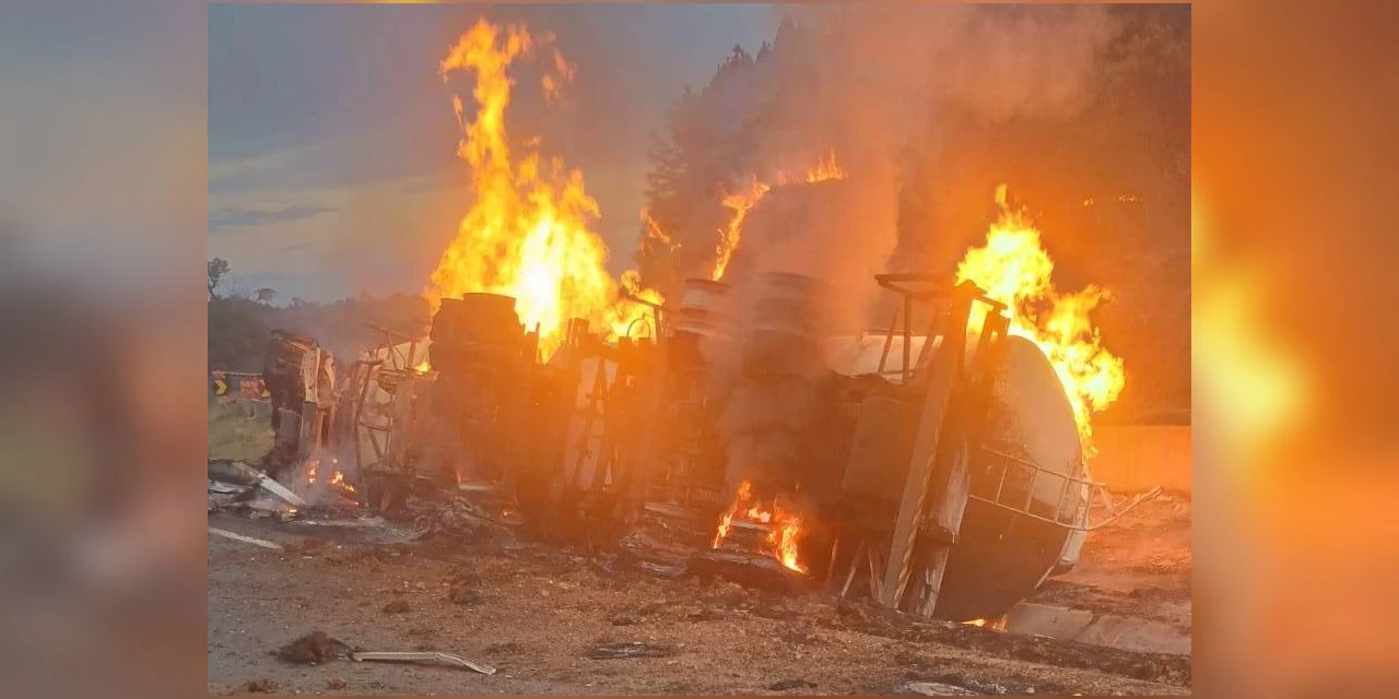 Caminhoneiro morre após caminhão carregado com etanol pegar fogo na BR-376 em Tibagi 