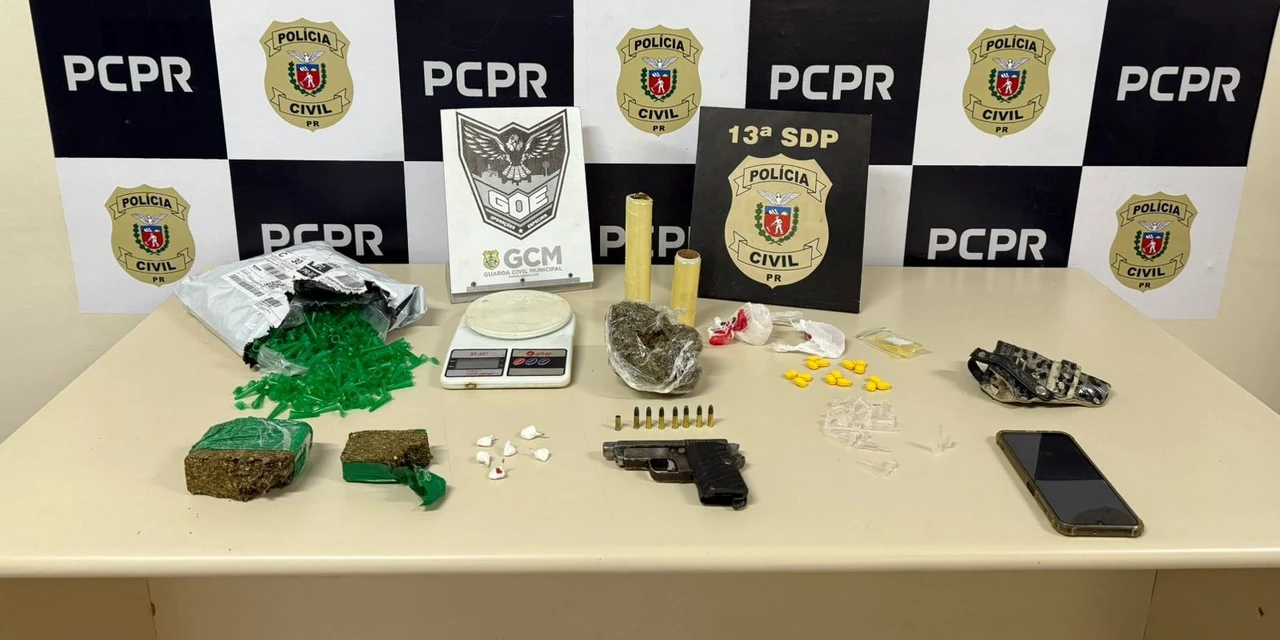 PCPR e GCM prendem traficante com arma e drogas no Los Angeles, em PG 