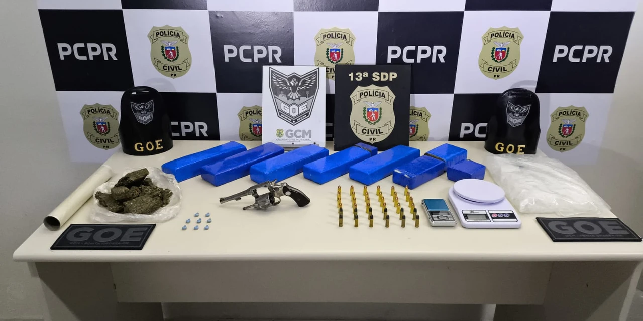 Policia encontra depósito de armas, munições e drogas no Sabará, em PG 