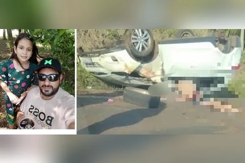 Pai e filha morrem em capotamento de carro na PR-471 no Paraná 