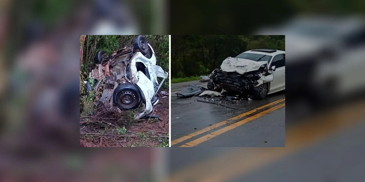 Três pessoas morrem em colisão frontal entre veículos  na BR-282, em SC 
