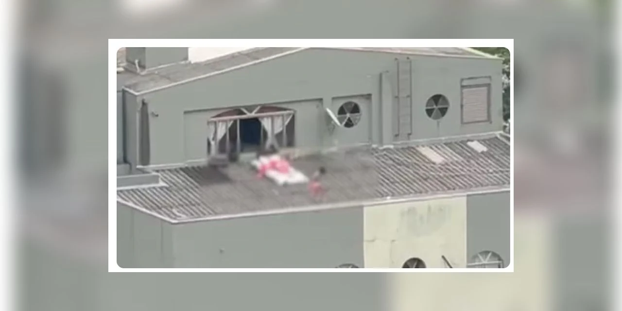 Vídeo: crianças são vistas em telhado de prédio com brinquedos e cena vira caso de polícia