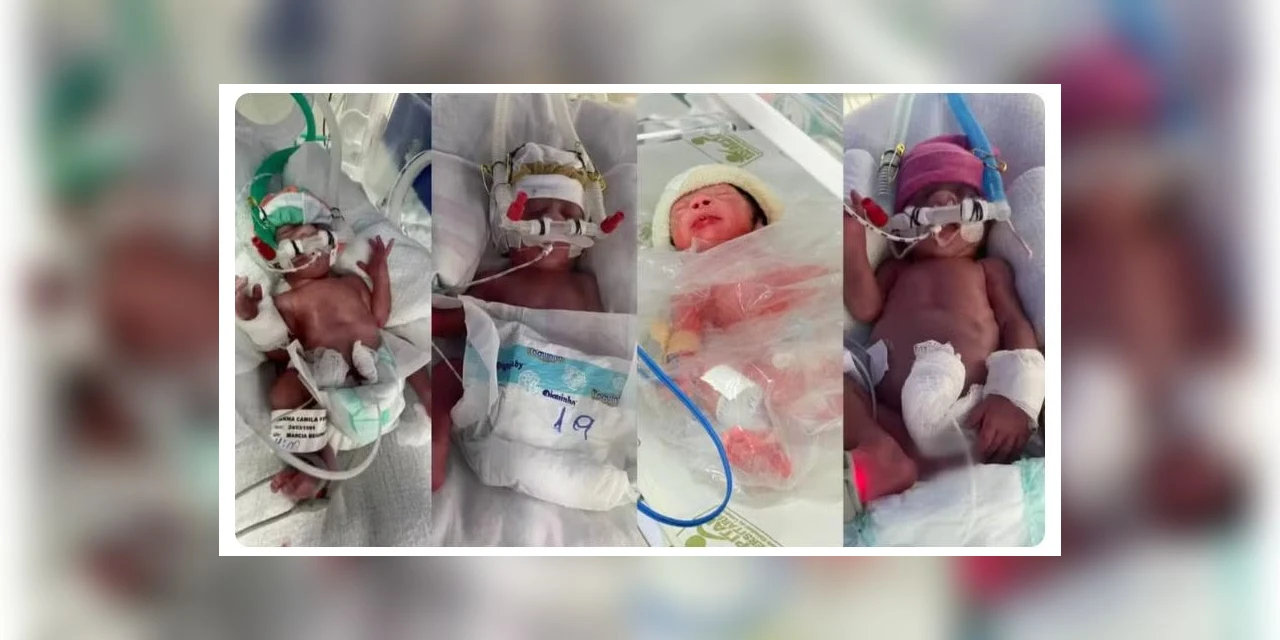 Após casal tentar ter filhos por quatro anos, quadrigêmeos nascem no Paraná