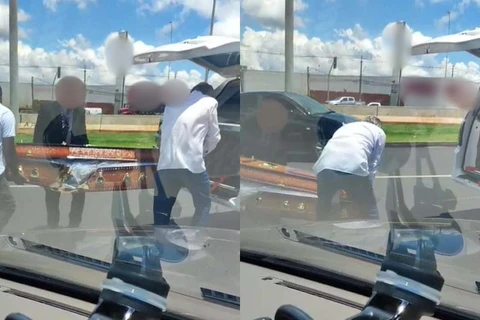 Caixão cai de carro funerário e situação viraliza na web; vídeo