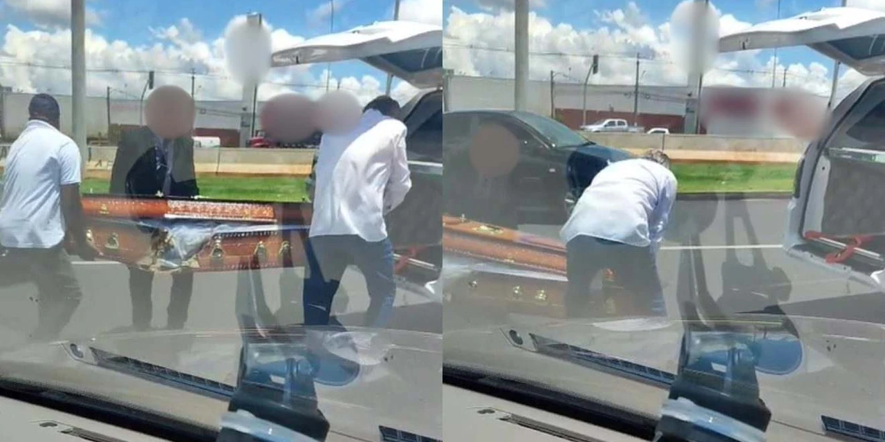 Caixão cai de carro funerário e situação viraliza na web; vídeo