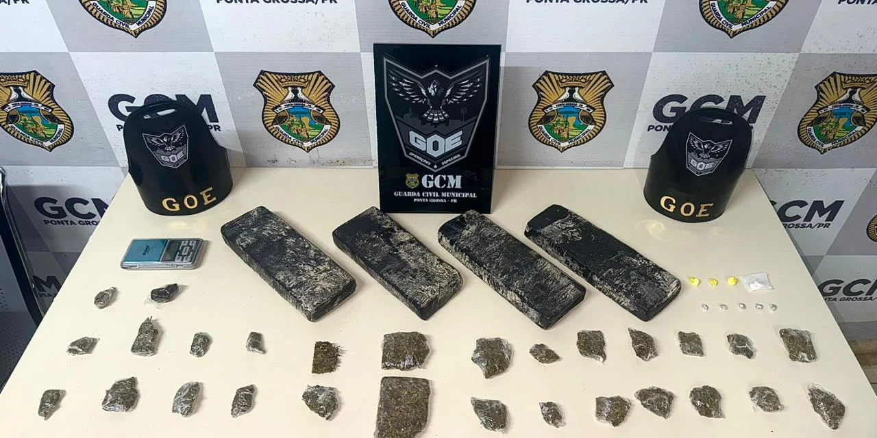 GCM apreende suspeitos com crack, cocaína, haxixe e 4 Kg de maconha em bairro de PG