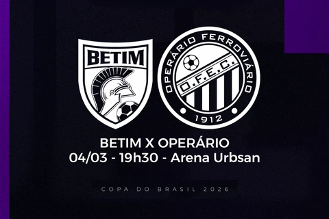 Jogo entre Betim e Operário, pela Copa do Brasil, será transmitido pela Federação Mineira