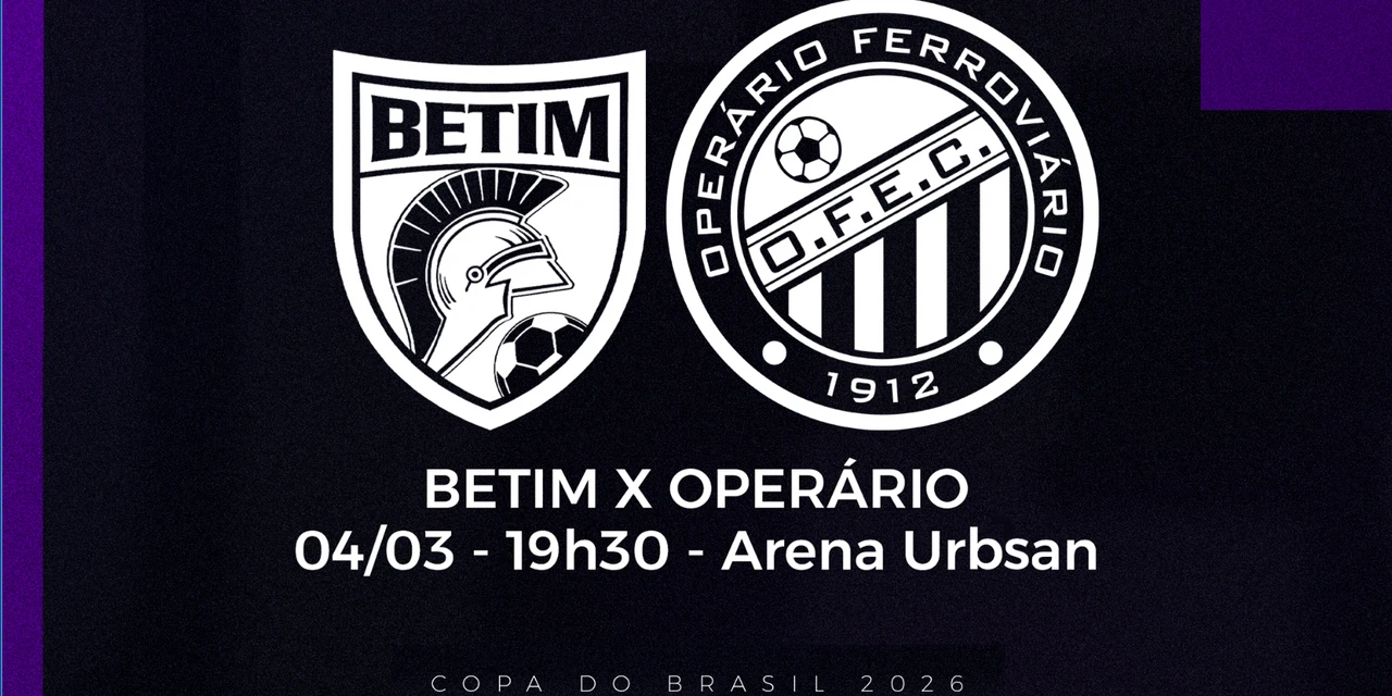 Jogo entre Betim e Operário, pela Copa do Brasil, será transmitido pela Federação Mineira