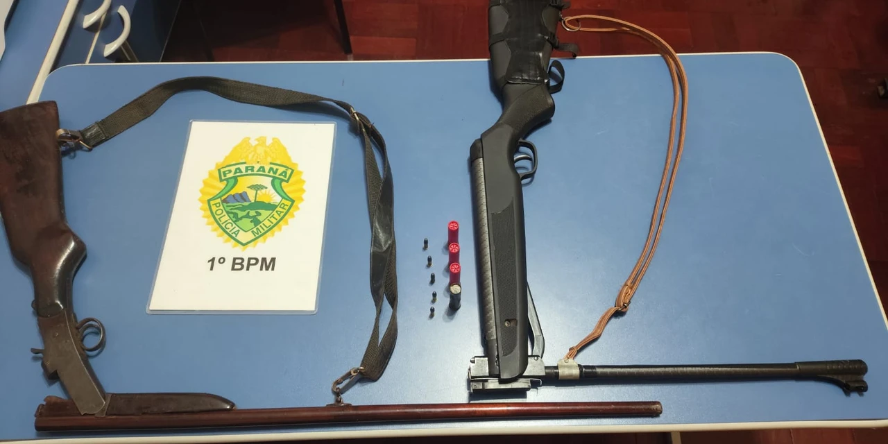 Armas de fogo são apreendidas durante ação da PM em área rural de Piraí do Sul