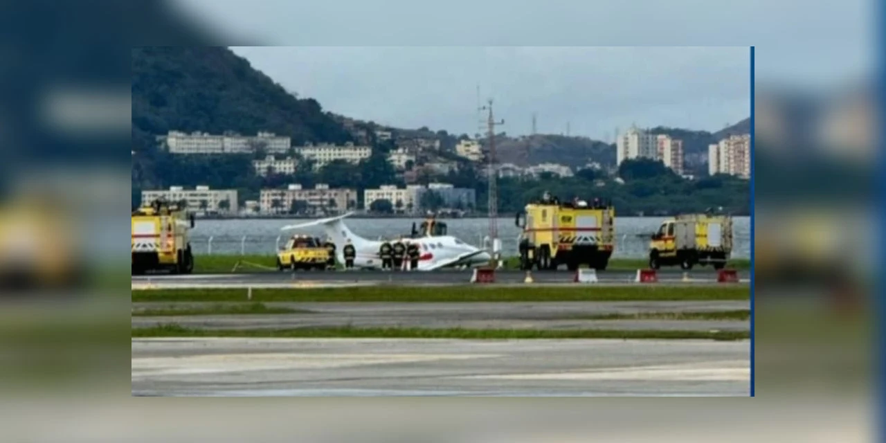 Avião derrapa no Santos Dumont e voos são cancelados