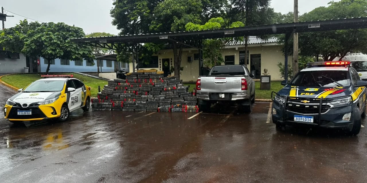 PRF e PM apreendem 1,3 tonelada de maconha no Paraná